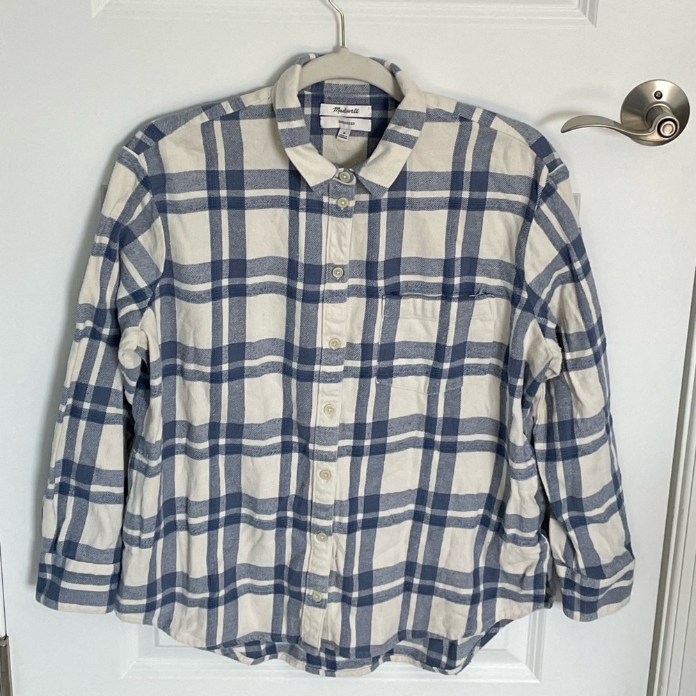Madewell flannel classic ex-boyfriend plaid button down shirt 54170 - Picture 2 of 14